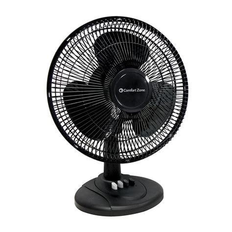 Comfort Zone 12 In Black Oscillating Table Fan With Adjustable Tilt