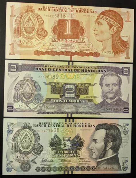 Honduras Lempiras Uncirculated Banknotes Set World Paper Money