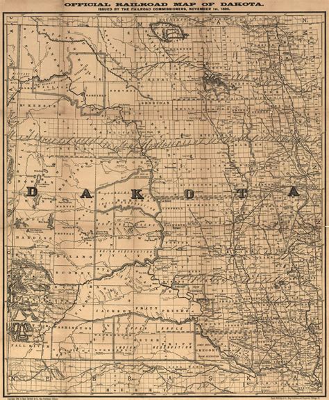 Historic Railroad Map of North Dakota & South Dakota - 1886 | World ...