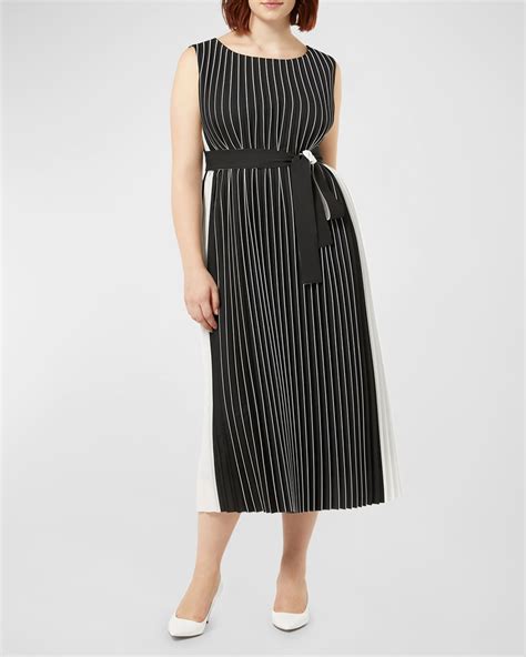 Marina Rinaldi Plus Size Zingaro Pleated Two Tone Midi Dress Neiman