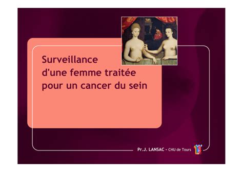 Surveillance D Une Femme Trait E Pour Un Cancer Du Sein Pr