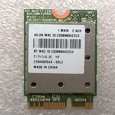 Atheros QCNFA222 NGFF 802 11ABGN 2 4GHz 5GHz BT 4 0 WiFi Card Wifi Card