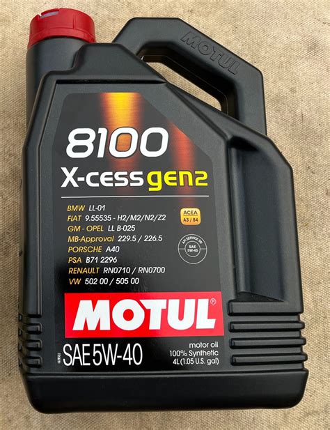 Motul 8100 X Cess Gen2 5W 40 ACEA A3 B4 API SN GM LL B 025 MB 229