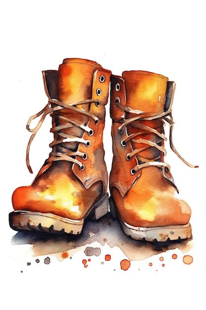 Premium Ai Image Boot Shoe Watercolor Clipart Cute Isolated On White