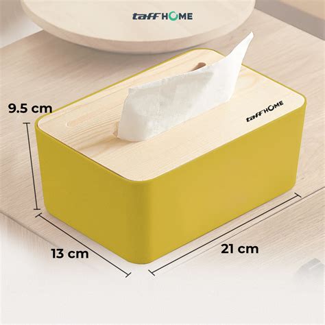 Taffhome Kotak Tisu Kayu Tissue Box Dengan Holder Smartphone Zj