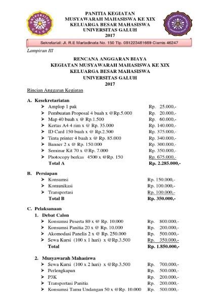 Contoh Rencana Anggaran Biaya Kegiatan And Usaha Excel Gratis