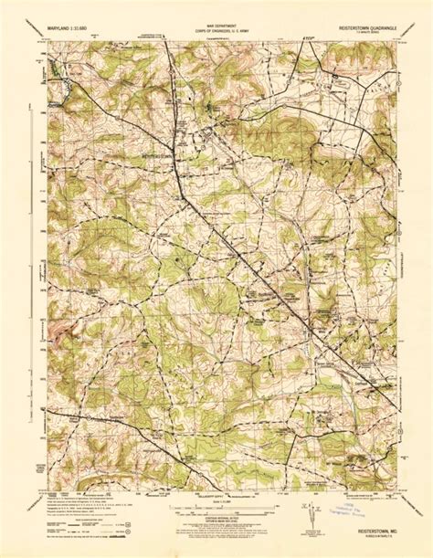 Reisterstown, MD (1944, 31680-Scale) Map by United States Geological Survey | Avenza Maps