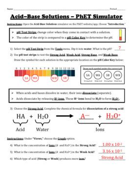 Acids Bases And The Ph Scale Digital Lab Phet Simulator By