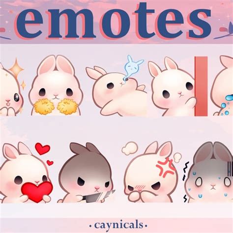 Twitch Emotes Discord Emotes Pack 8 Cute White Bunny Etsy