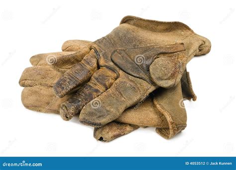 Worn Leather Work Gloves Stock Photo Image Of Mitten 4053512