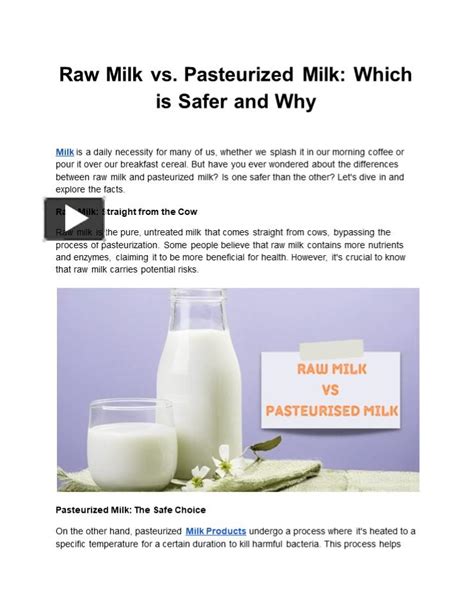 Ppt Raw Milk Vs Pasteurized Milk Which Is Safer And Why Powerpoint