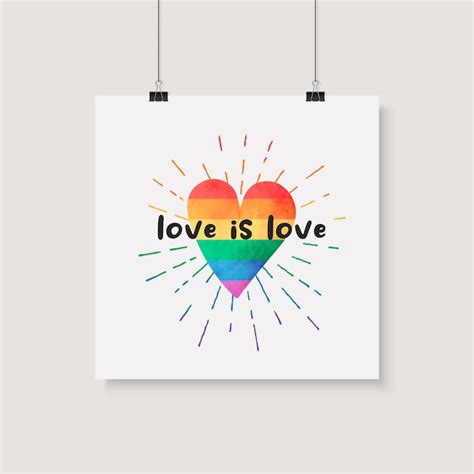 Premium Vector Love Is Love Watercolor Heart With Lgbt Flag Vector