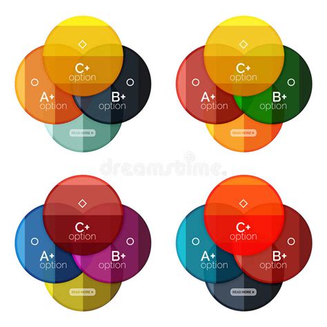 Set Of Round Infographic Banners With Options Stock Vector