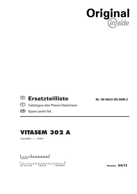 Pottinger Agricultural Vitasem A Parts Catalog