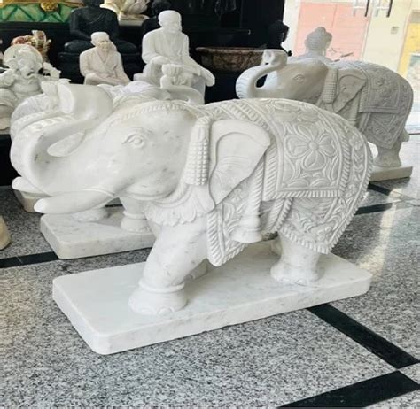 White Marble Elephant Statue For Exterior Decor At Rs Piece In Alwar