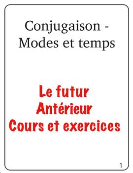 Le Futur Ant Rieur French Future Tense Lesson Plan Formation Exercises