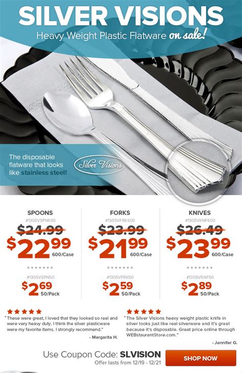 Silver Visions Heavy Weight Plastic Flatware On Sale