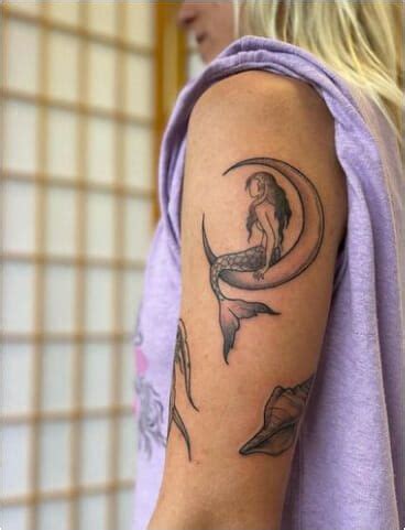 Mermaid in Moon Tattoo: 165 Moon Tattoo Designs to Inspire Your Lunar ...