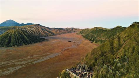 Beautiful Aerial View Peak Of Mount Bromo In East Java Indonesia