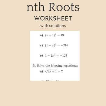 Nth Roots Worksheet With Solutions By Mathamaniacs TPT