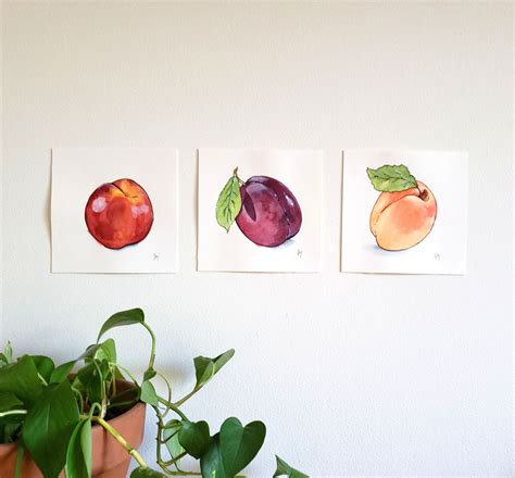 Nectarine Original Watercolor Painting | Etsy