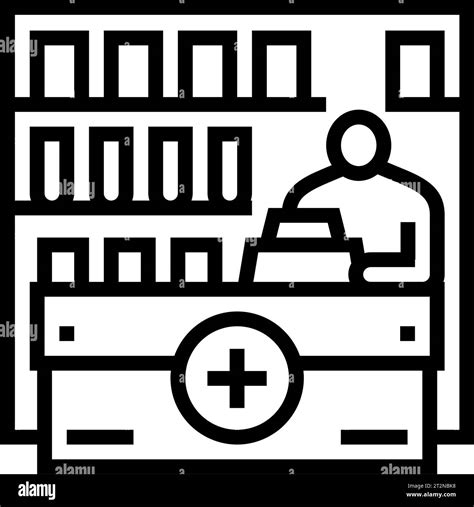 Pharmacy Counter Pharmacist Line Icon Vector Illustration Stock Vector