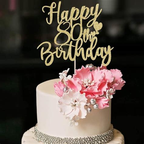 Amazon YUINYO 80th Handmade Glitter Happy Birthday Cake Topper