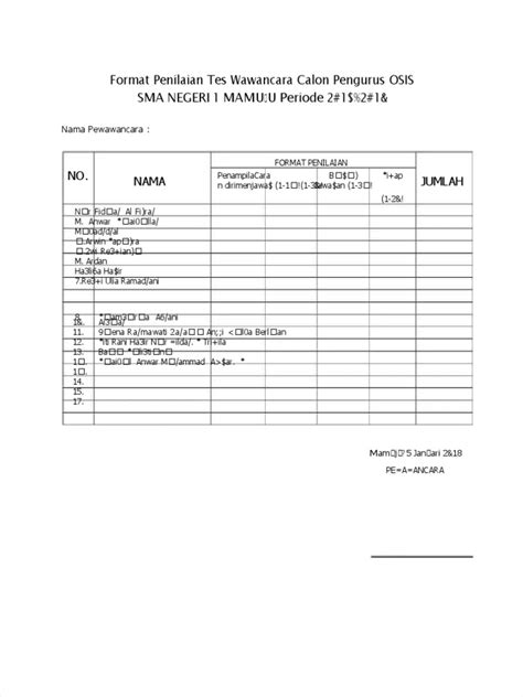 Pdf Format Penilaian Tes Wawancara Calon Pengurus Osis Dl Pdf