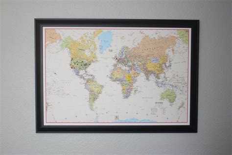 Framed Push Pin World Travel Map by PushPinTravelMaps on Etsy