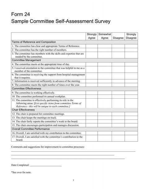 Form 24 Sample Committee Self Assessment Survey