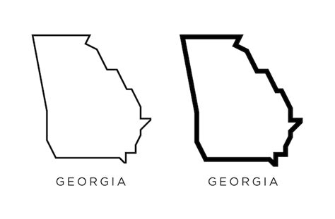 Premium Vector Georgia States Of Usa Map Icon Outline Style And Flat Vector Silhouettes