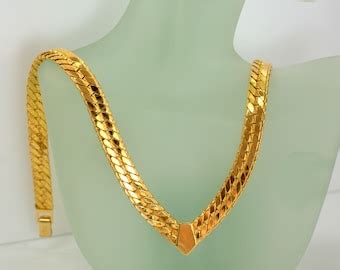 S Napier Gold Wide Chain Necklace Etsy