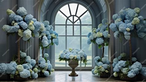 Premium Ai Image Luxury Vintage Room Decor With Blue Hydrangea For A