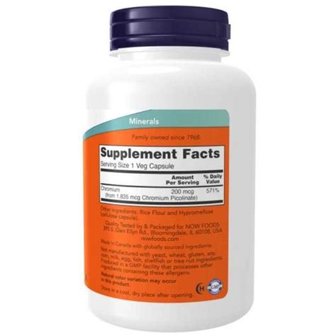 Now Foods Chromium Picolinate 200mcg Capsules Sales