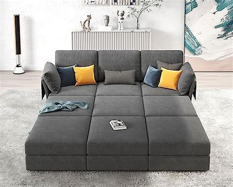 Papajet Modular Sectional Sofa 9 Seats Oversized Couch Bed With Storage Ottomans Chenille