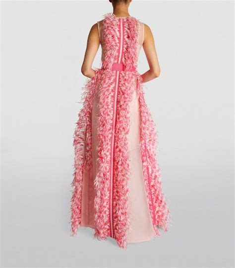 Womens Huishan Zhang Pink Beau Feather Trim Gown Harrods UK