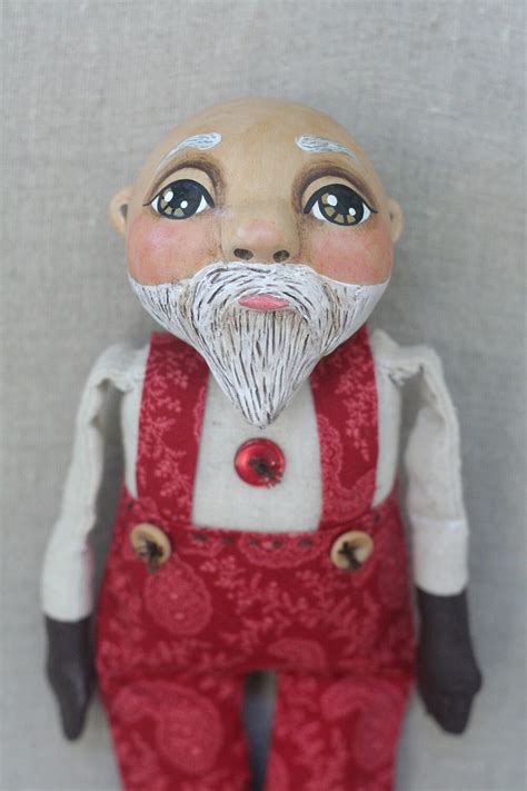 Sweet and Whimsical Bald Santa Claus Handsculpted Handpainted