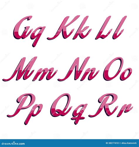 Glossy Pink Alphabet On White Background Stock Vector Illustration Of