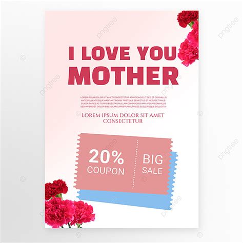 Carnation Mothers Day Promotion Poster Pink Gradient Template Download