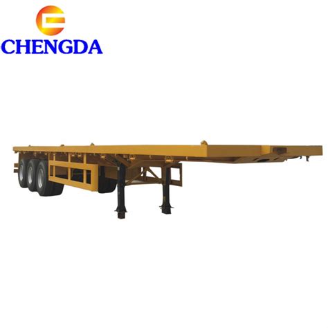 China Tri Axle 50 Tons 40ft Flat Bed Container Utility Semi Trailer For Sale Manufacturers and ...