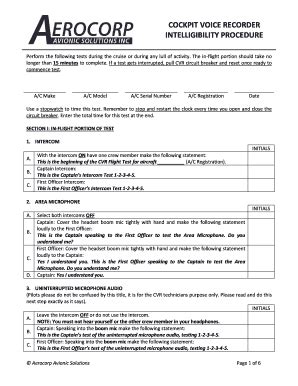 Fillable Online Cockpit Voice Recorder Intelligibility Procedure