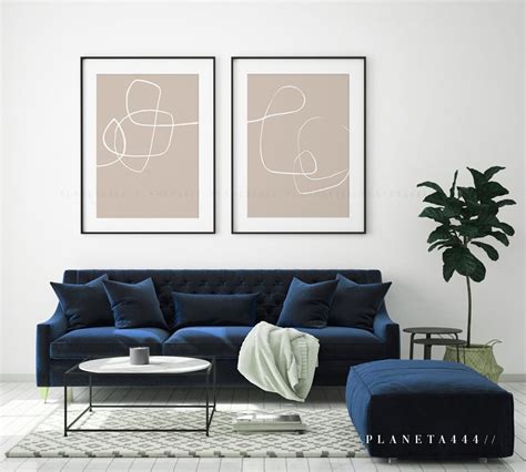 Abstract Minimalist Doodles Print Nude Beige Color Art Etsy