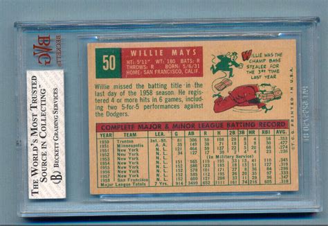 Topps Willie Mays Card Beckett Bvg Not Psa Beautiful Card