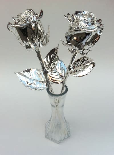 Silver Covered Real Roses