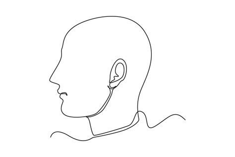 Single One Line Drawing Human Head Anatomy Human Organ Concept