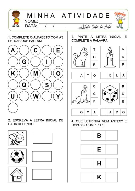 Atividade Alfabeto Educação Infantil Focalizando