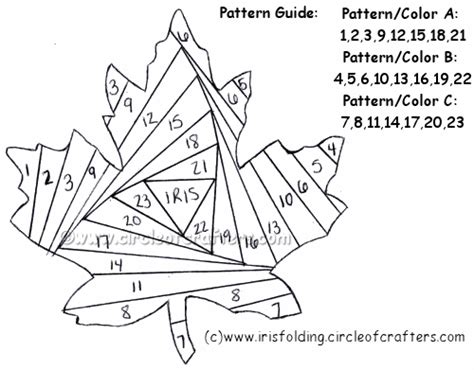 Iris Folding CircleOfCrafters Free Maple Leaf Pattern Iris