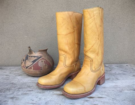 Vintage Frye Boots Womens Size 10m Made In Usa Banana Leather Campus Boots