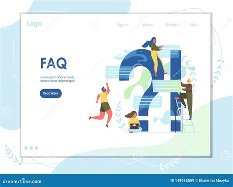 Faq Vector Website Landing Page Design Template Stock Vector