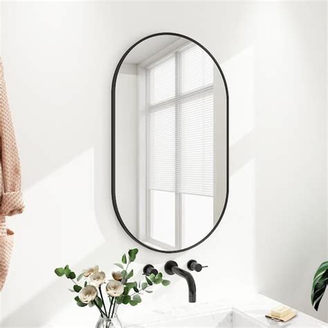 Glsland In W X In H Oval Metal Framed Wall Bathroom Mirror